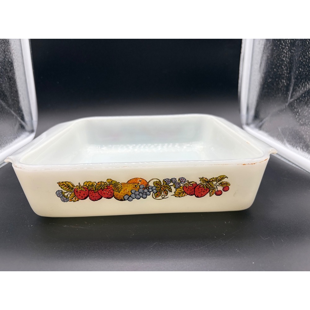 Anchor‎ Hocking Fire King Vintage Fruit Embossed Square Baking Dish